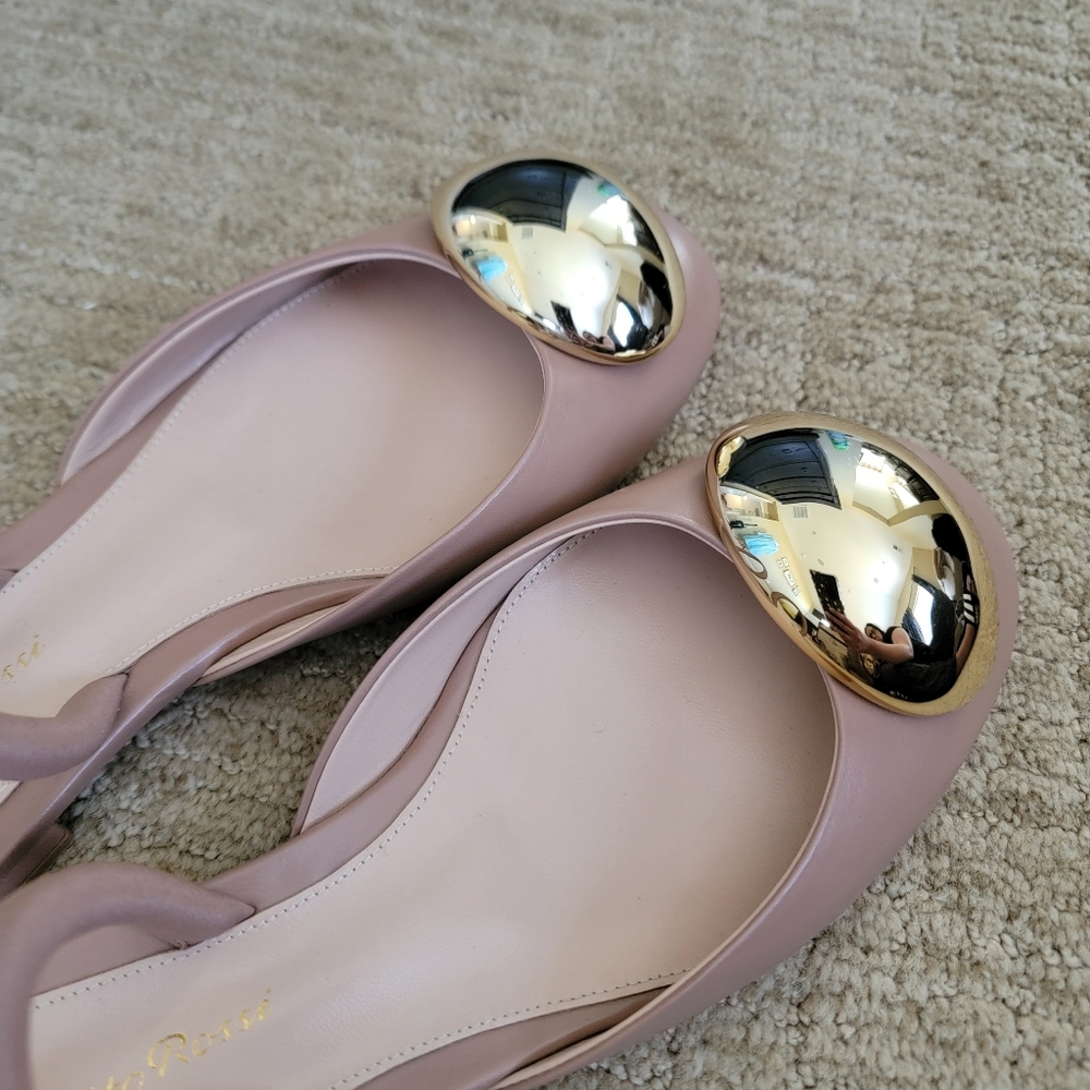 New Gianvito Rossi Sphera Dome Leather Slingback Flats, Size 38 - Picture 3 of 10